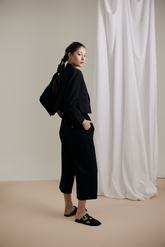 Cropped Blazer & Pants Set in Black